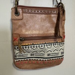 The Sak Tan Crossbody with Tribal Accent Panel